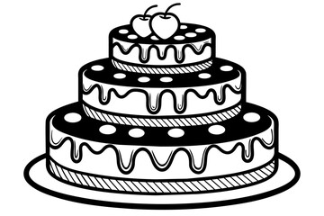 salt-design-of-a-3-tier-cake--decorated-with vector illustration