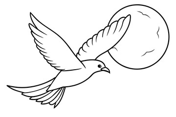  a-soaring-bird-against-a-full-moon  vector illustration