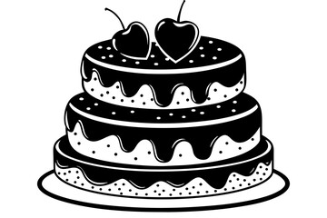 black-forest-design-of-a-3-tier-cake--decorated-with vector illustration