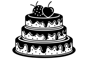 black-sesame-design-of-a-3-tier-cake--decorated with vector illustration