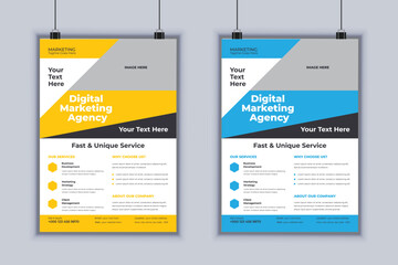 Digital Marketing Agency Corporate Flyer Design Vector Template
