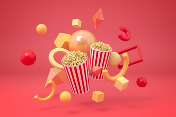 Dual popcorn buckets and abstract design