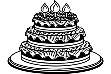  four-set-birthday-cake   vector illustration 