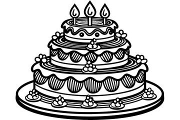 four-set-birthday-cake vector illustration 