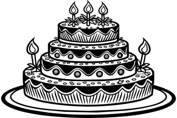 four-set-birthday-cake   vector illustration 