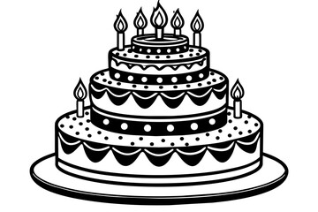 four-set-birthday-cake   vector illustration 