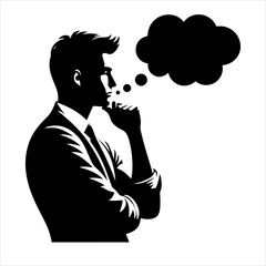 A man Thinking silhouette vector, tension man, silhouette, black color,