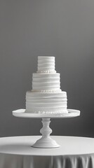 White wedding cake mockup on a neutral gray background with soft shadows