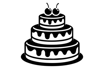 three-set-logo-design-of-a-3-tier-cake--decorated with  vector illustration