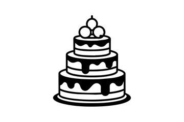 three-set-logo-design-of-a-3-tier-cake--decorated   vector illustration