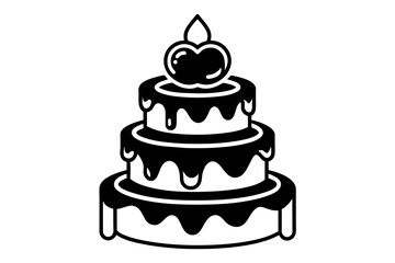 three-set-logo-design-of-a-3-tier-cake--decorated with    vector illustration