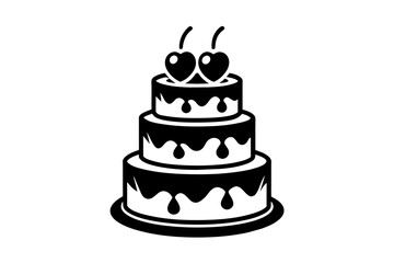three-set-logo-design-of-a-3-tier-cake--decorated with   vector illustration