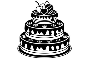  truffle-design-of-a-3-tier-cake--decorated-with   vector illustration