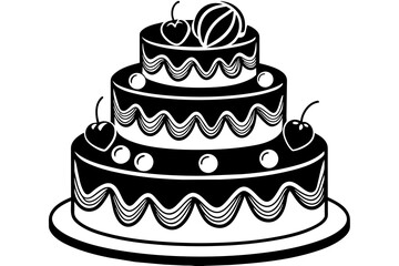  truffle-design-of-a-3-tier-cake--decorated-with  vector illustration