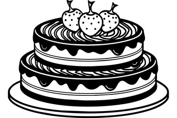 ube-macapuno-design-of-a-3-tier-cake--decorated-with vector illustration