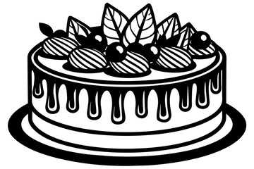 vanilla-bean-cake-simple-decorated-with-chocolate vector illustration