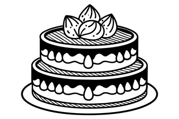 ube-macapuno-design-of-a-3-tier-cake--decorated-with vector illustration 