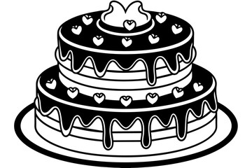 ube-macapuno-design-of-a-3-tier-cake--decorated-with vector illustration 
