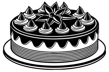 vanilla-bean-cake-simple-decorated-with-chocolate-vector illustration 