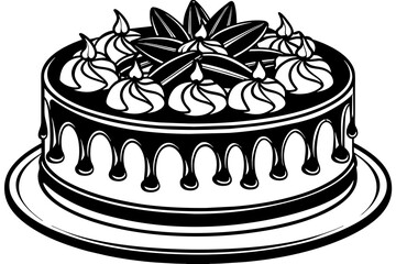 vanilla-bean-cake-simple-decorated-with-chocolate on-white-background vector illustration