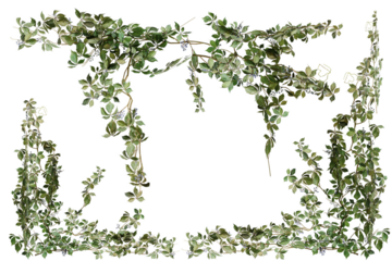 Set of various creeper plants, isolated on transparent background.