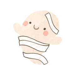 Cartoon ghost. Ghost mummy. Halloween hand drawn illustration. Cartoon design