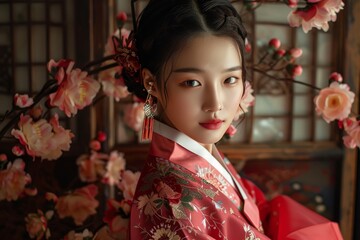 beautiful japan girl in traditional dress