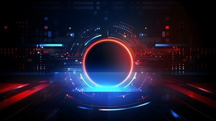 Obraz premium red and blue Abstract technology background circles digital hi-tech technology design background. concept innovation. vector illustration