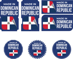 Made in Dominican Republic. Dominican Republic flag, Tag, Seal, Stamp, Flag, Icon vector