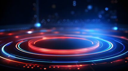 Obraz premium red and blue Abstract technology background circles digital hi-tech technology design background. concept innovation. vector illustration