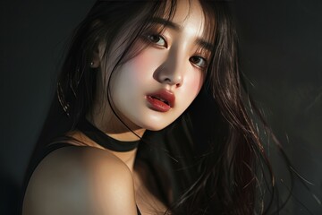 Fototapeta premium beautiful and sexy korean girl portrait with glass skin
