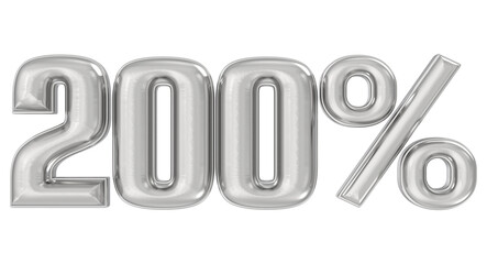 200 Percent Number 3D Render