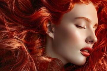 beautiful ginger hair woman portrait