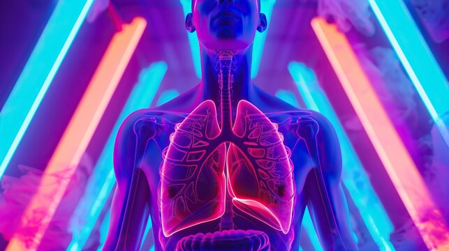 A visually striking Xray display of a healthy male torso