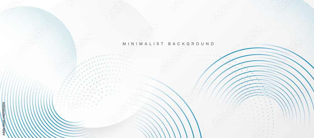 Aufkleber abstract white background with blue circle rings. digital future technology concept. vector illustra