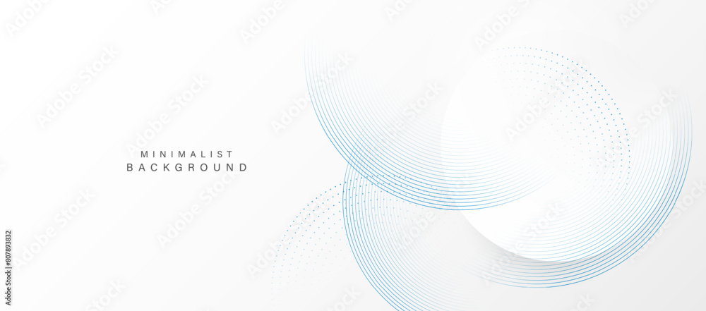 Poster abstract white background with blue circle rings. digital future technology concept. vector illustra