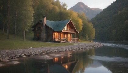 A peaceful riverside retreat with a cozy cabin upscaled 4