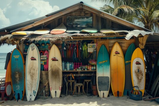 Surfboard shop on the beach