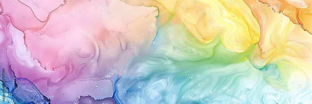 Aufkleber detailed close-up view of a vibrant watercolor painting showcasing an array of colors blending beaut