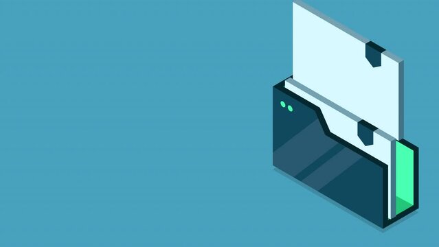 Isometric folder with documents animation. Document folder isometric. Archive containing documents. 4K video animated in isometric style
