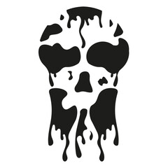 Grunge Flowing Fluid Halloween Scull Design isolated transparent background. Abstract Brutalism Gothic vector aesthetic an used t-shirt print, holiday Poster, card, cover print design. EPS 10