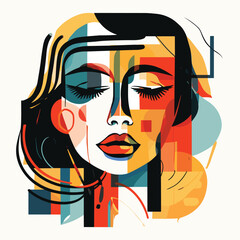 Woman Face Portrait Abstract Vector Illustration