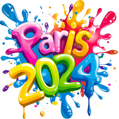 Splash paint with word Paris isolated on transparent background
