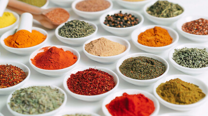 Assortment of spices, closeup shot