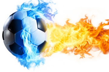 Fiery Soccer Ball isolated on transparent background