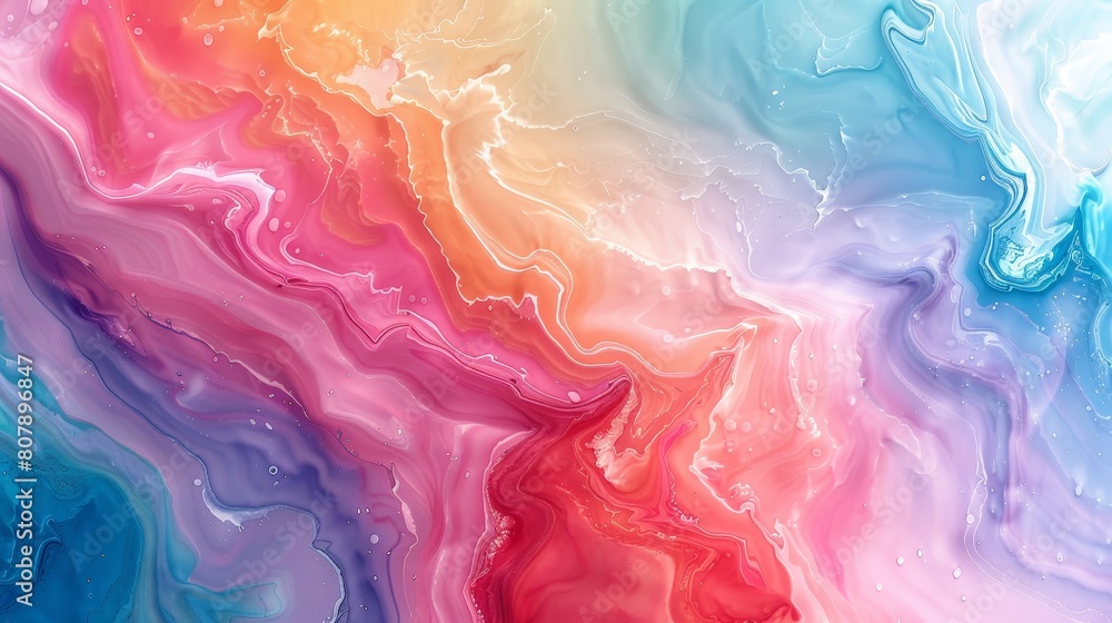 Poster Detailed close-up view of vibrant and diverse colors of paint applied on a wall, creating a visually striking pattern