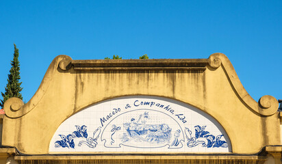 Azulejos panel on the entrance to an old market in Braga, Portugal