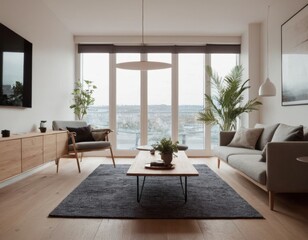 modern living room, interior, room, bedroom, bed, hotel, home, furniture, house, design, luxury, sofa, window, apartment, lamp, living, architecture, living room, wall, contemporary, Generative AI