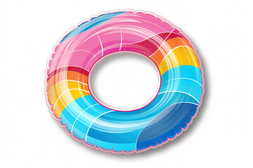 Inflatable pool ring sticker, white background
