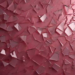 AI generated illustration of a close-up of shattered glass on a pink wall